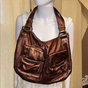 B. Makowsky Shimmering metallic copper Shoulder Bag